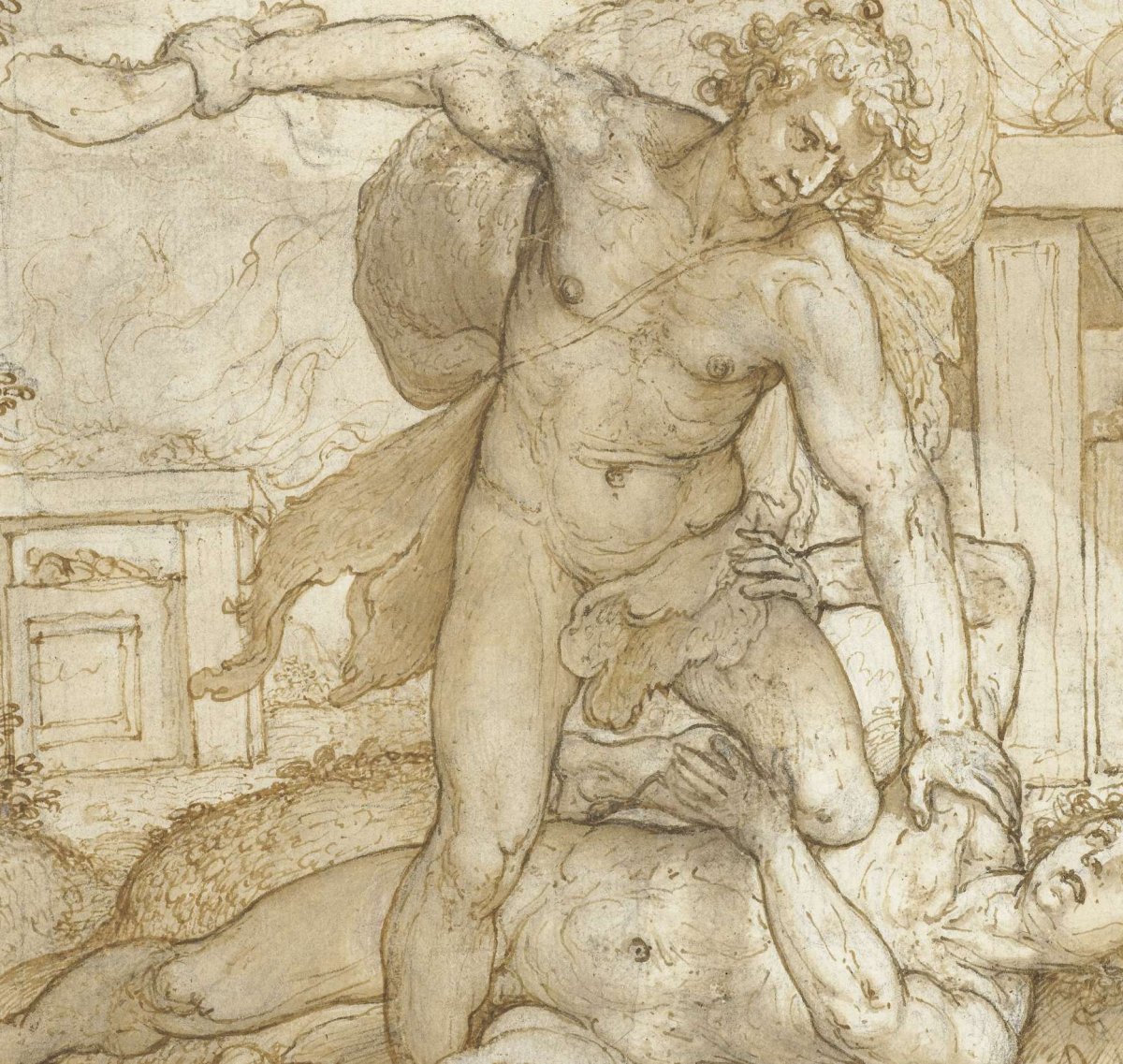 Cain beats Abel to death with the donkey chin bowl, Domenico Passignano, 1590 - 1599