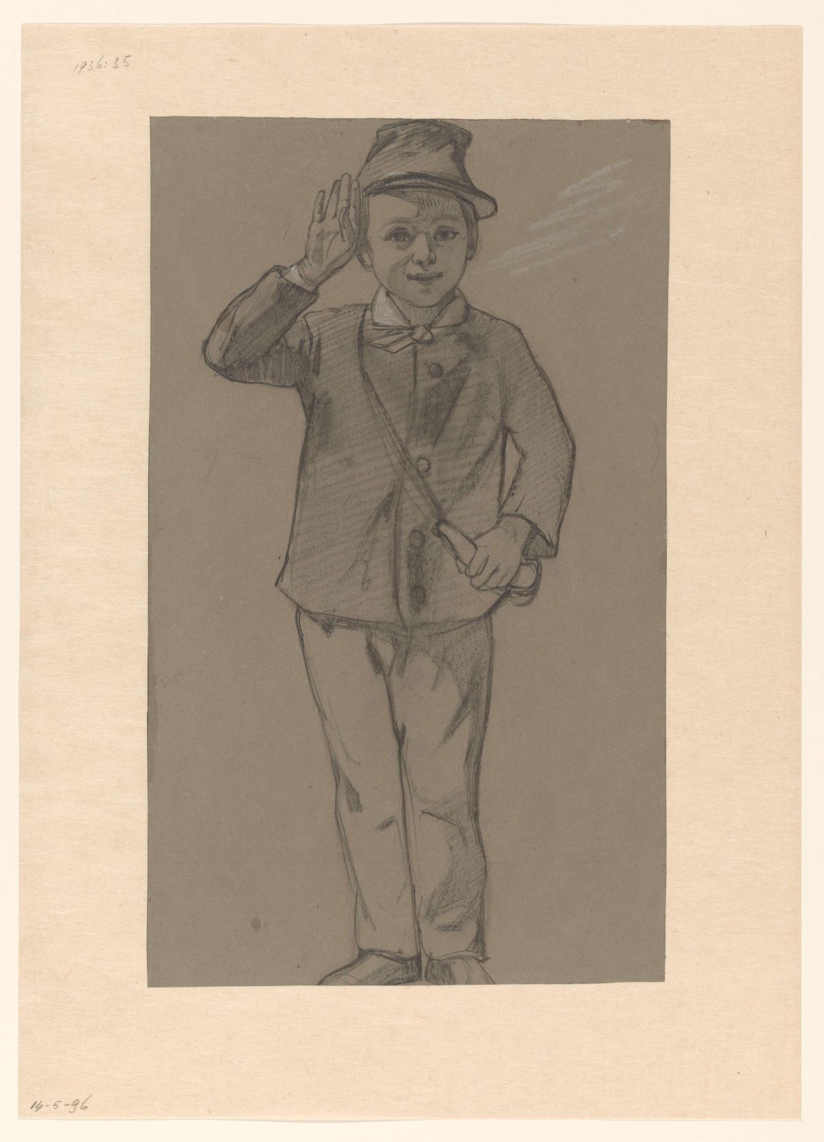 Salueerend jongetje, August Allebé, 1848 - 1927