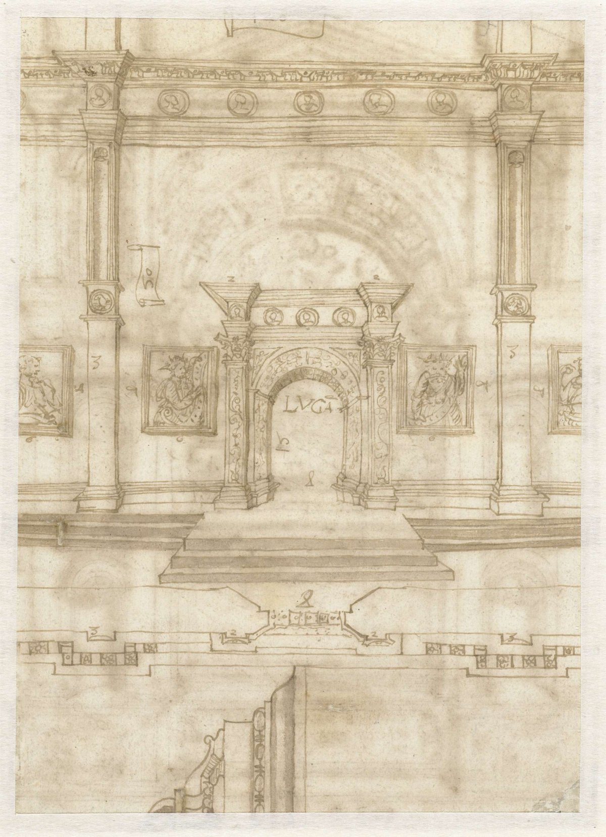 Portion of the facade of the Cathedral at Lugano, anonymous, 1538