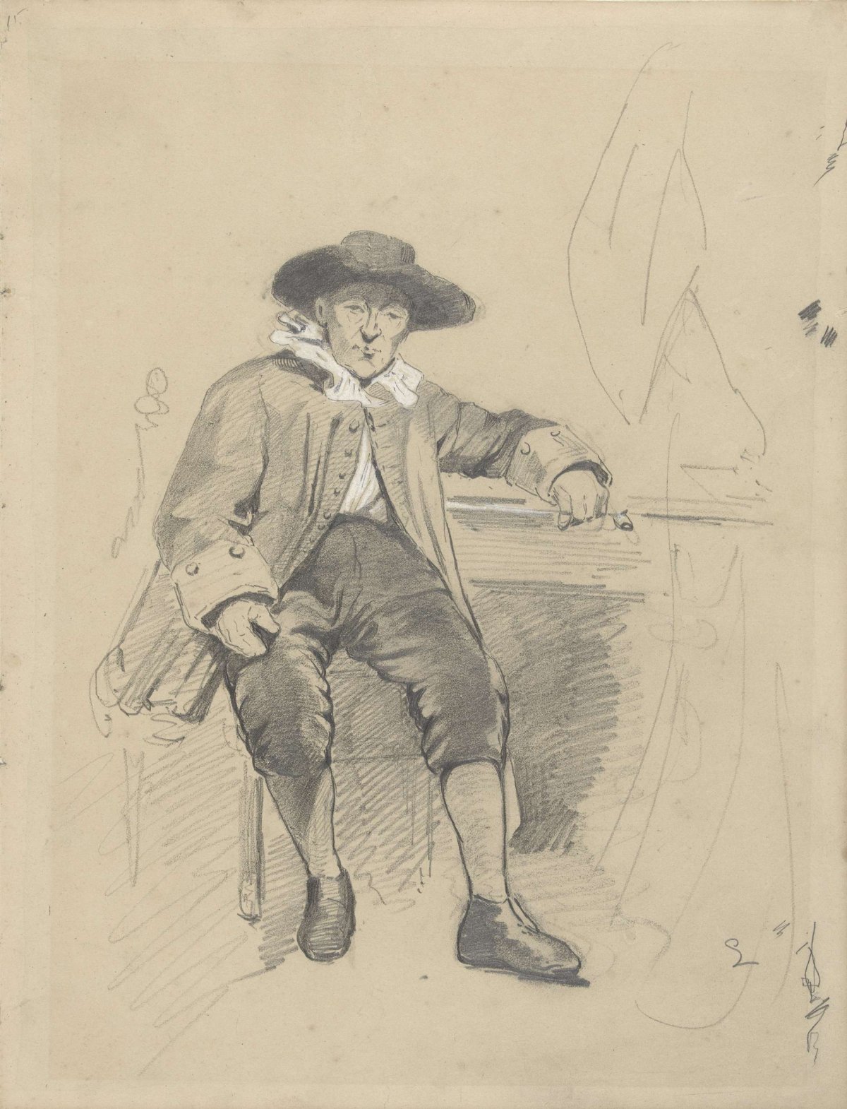 Seated man at table, Gerard Bilders, 1848 - 1865