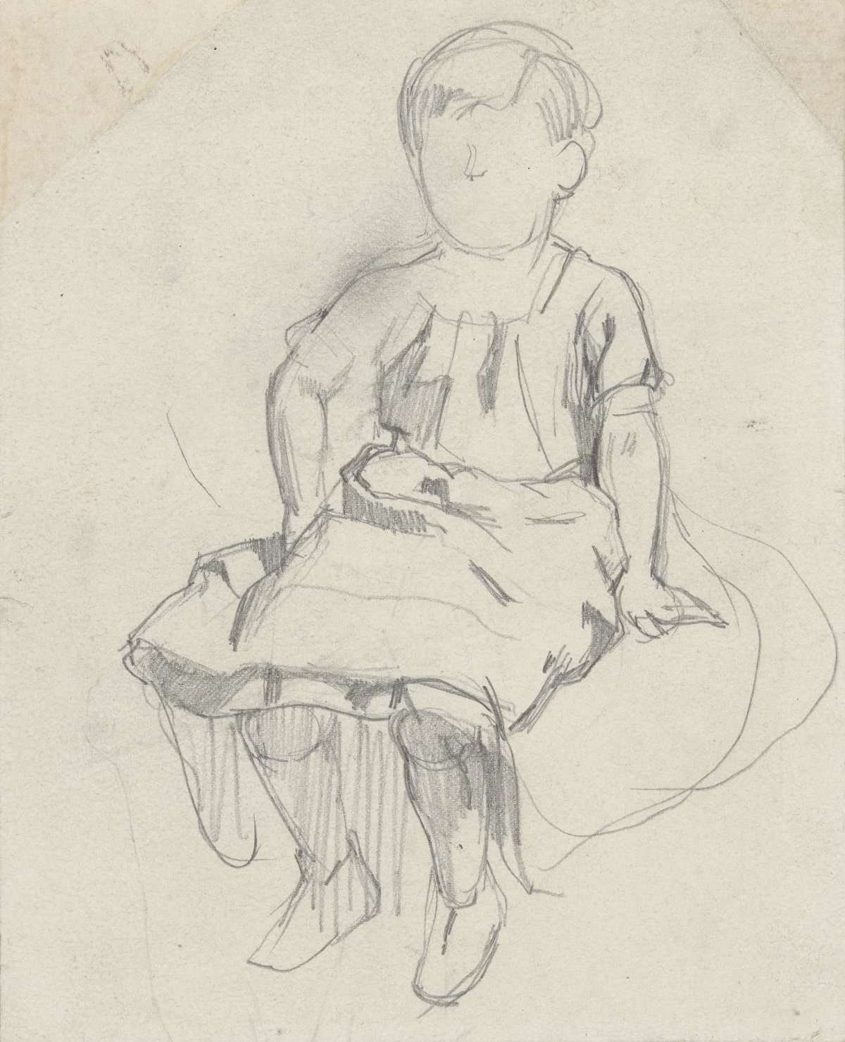 Sitting child, August Allebé, 1848 - 1927