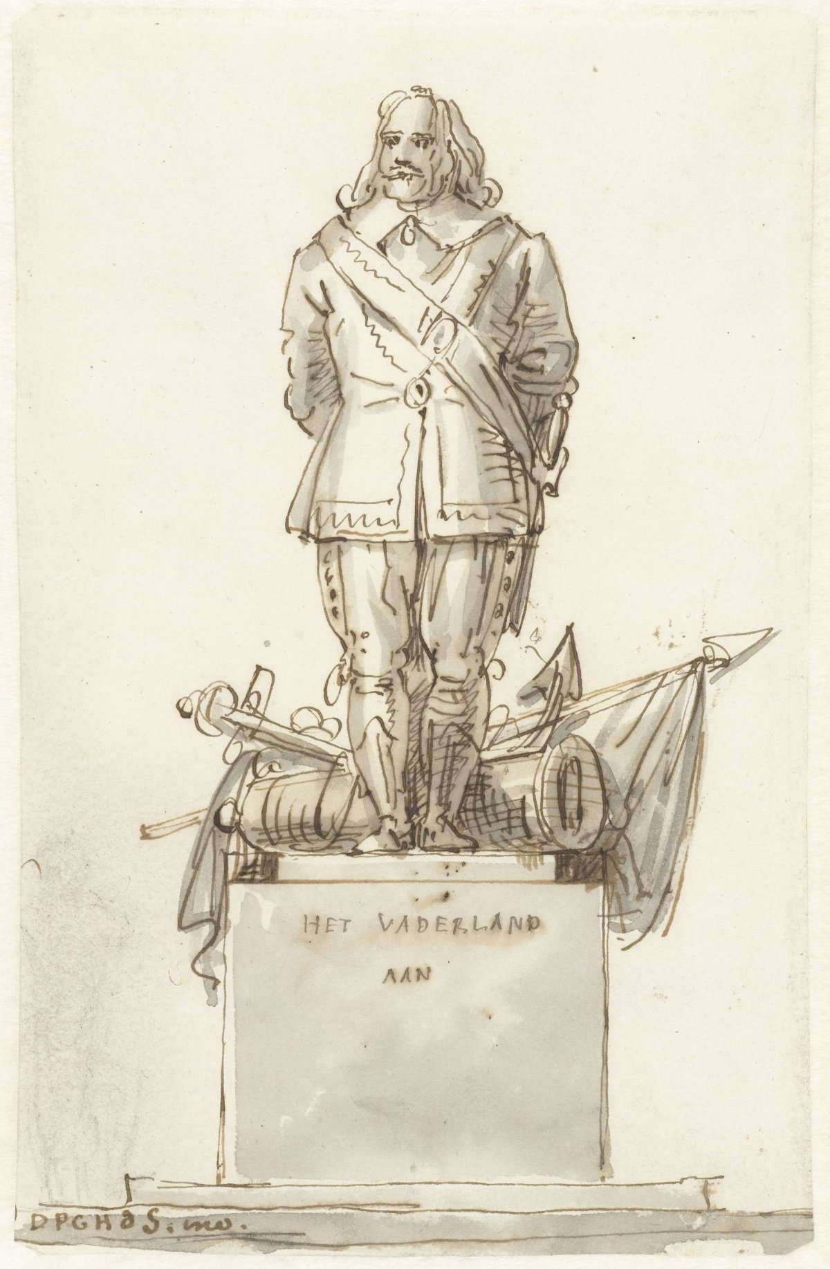 Design for a statue of Michiel Adriaansz. de Ruyter, David Pièrre Giottino Humbert de Superville, 1780 - 1849