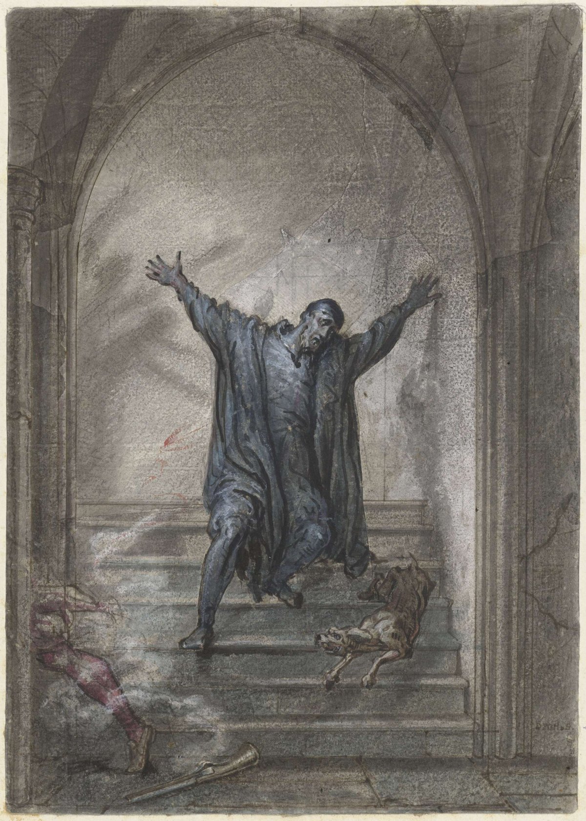 The Assassination of William of Orange, David Pièrre Giottino Humbert de Superville, 1780 - 1849