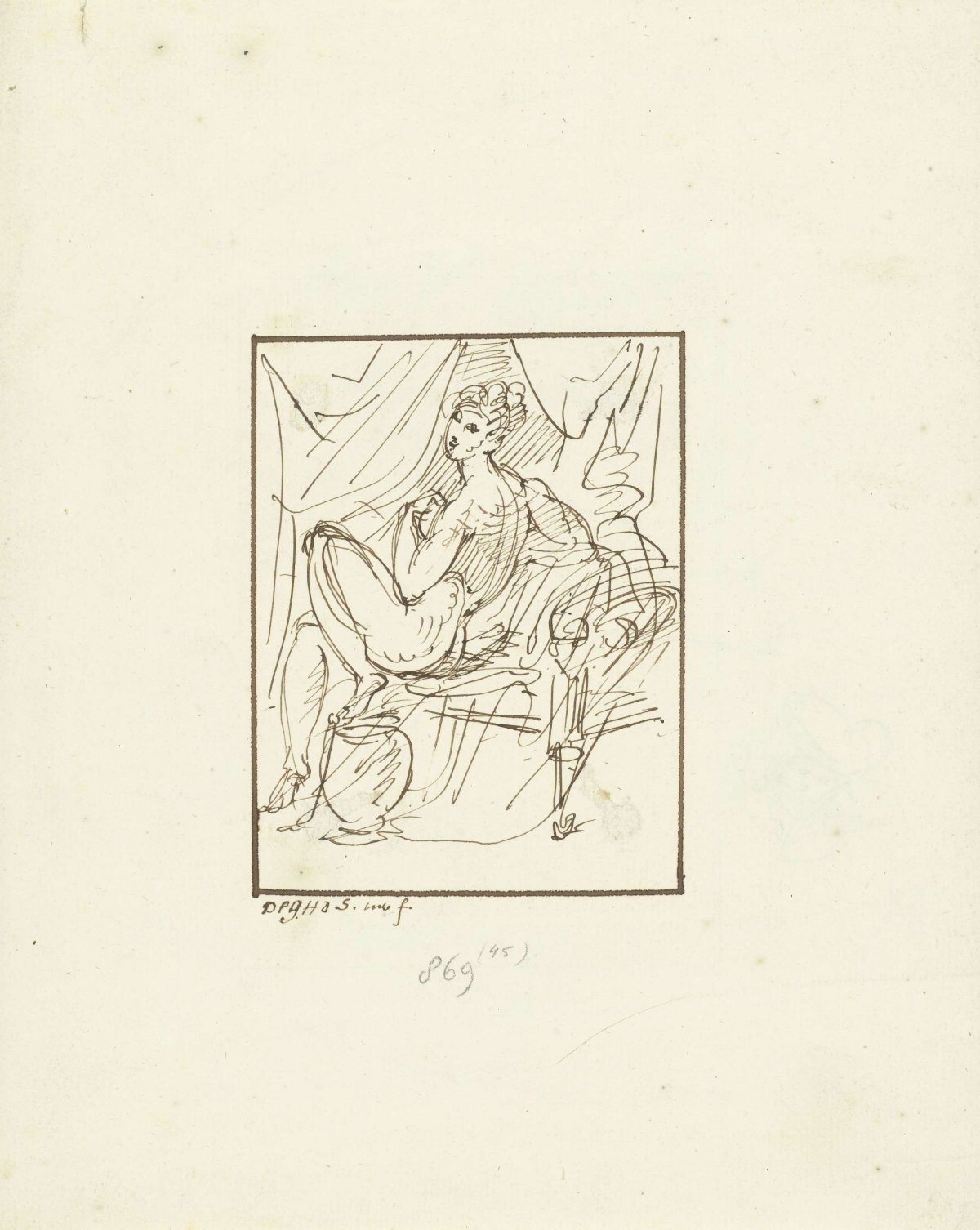 Woman sitting on chaise-longue, David Pièrre Giottino Humbert de Superville, c. 1780 - c. 1849