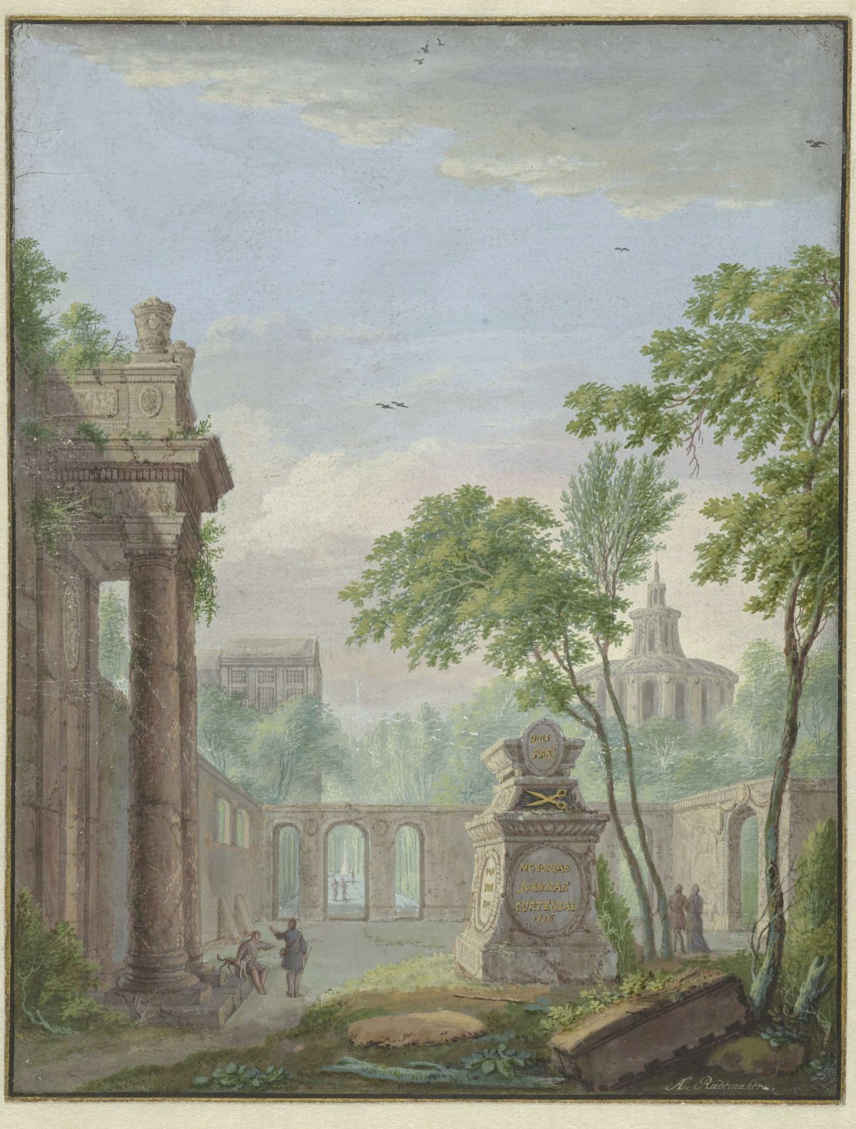 Garden with tomb in memory of Johanna Koerten Blok, Abraham Rademaker, 1716