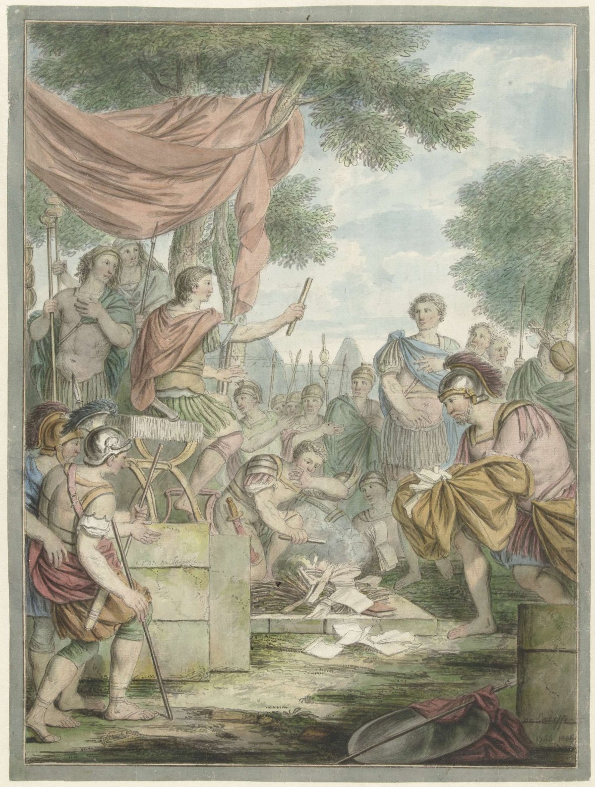 Pompey has Sertorius' letters burned, Louis Fabritius Dubourg, 1766