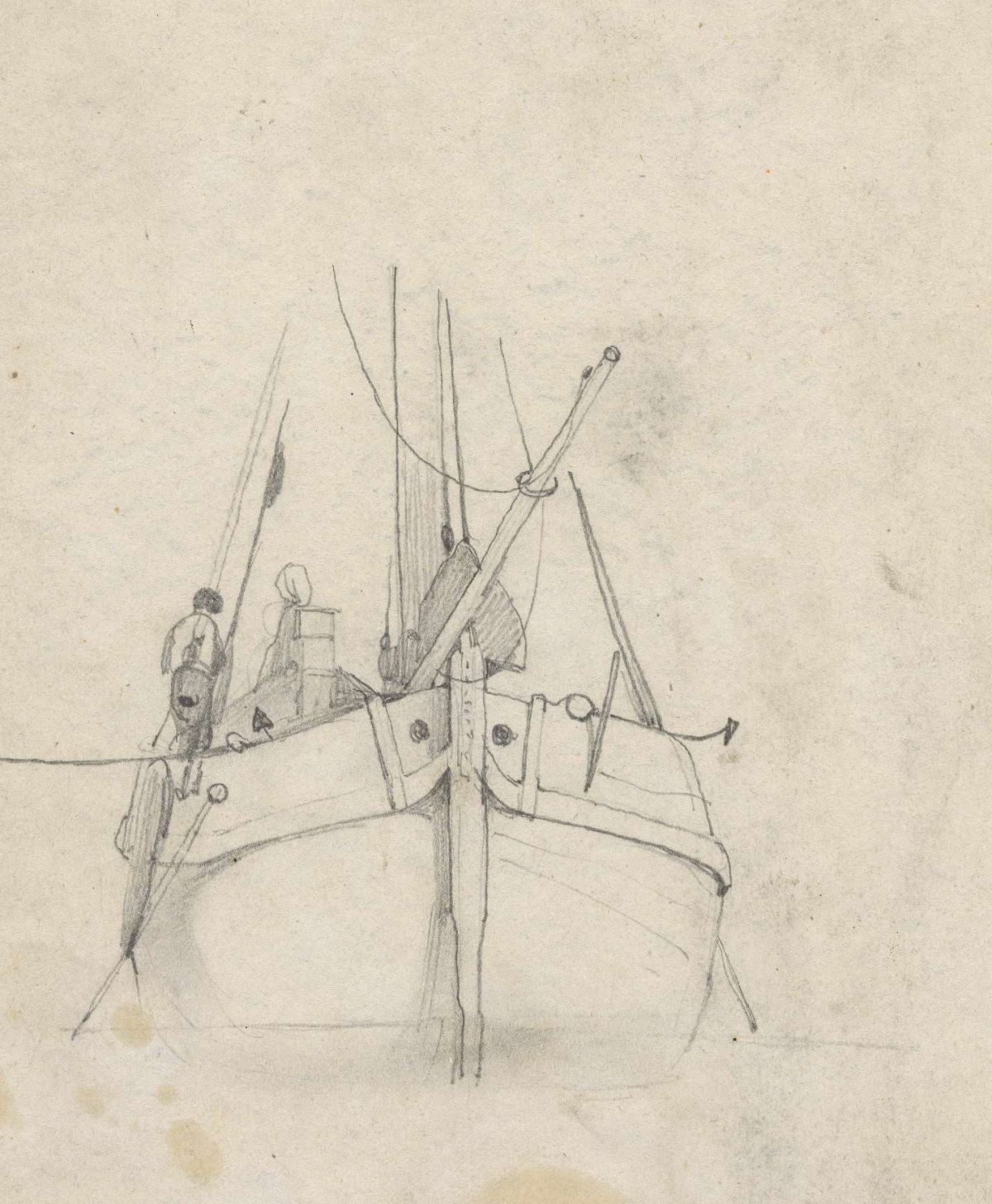Sailing ship, from the front, Jan Weissenbruch, 1832 - 1880