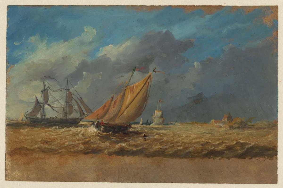 Seascape with some ships, Jan Weissenbruch, 1832 - 1880