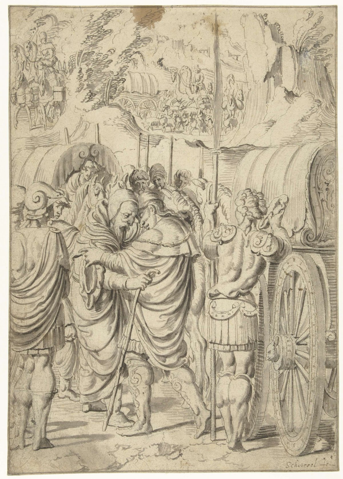 Meeting of Abraham and Melchisedek, Aertgen Claesz van Leyden, 1525 - 1530