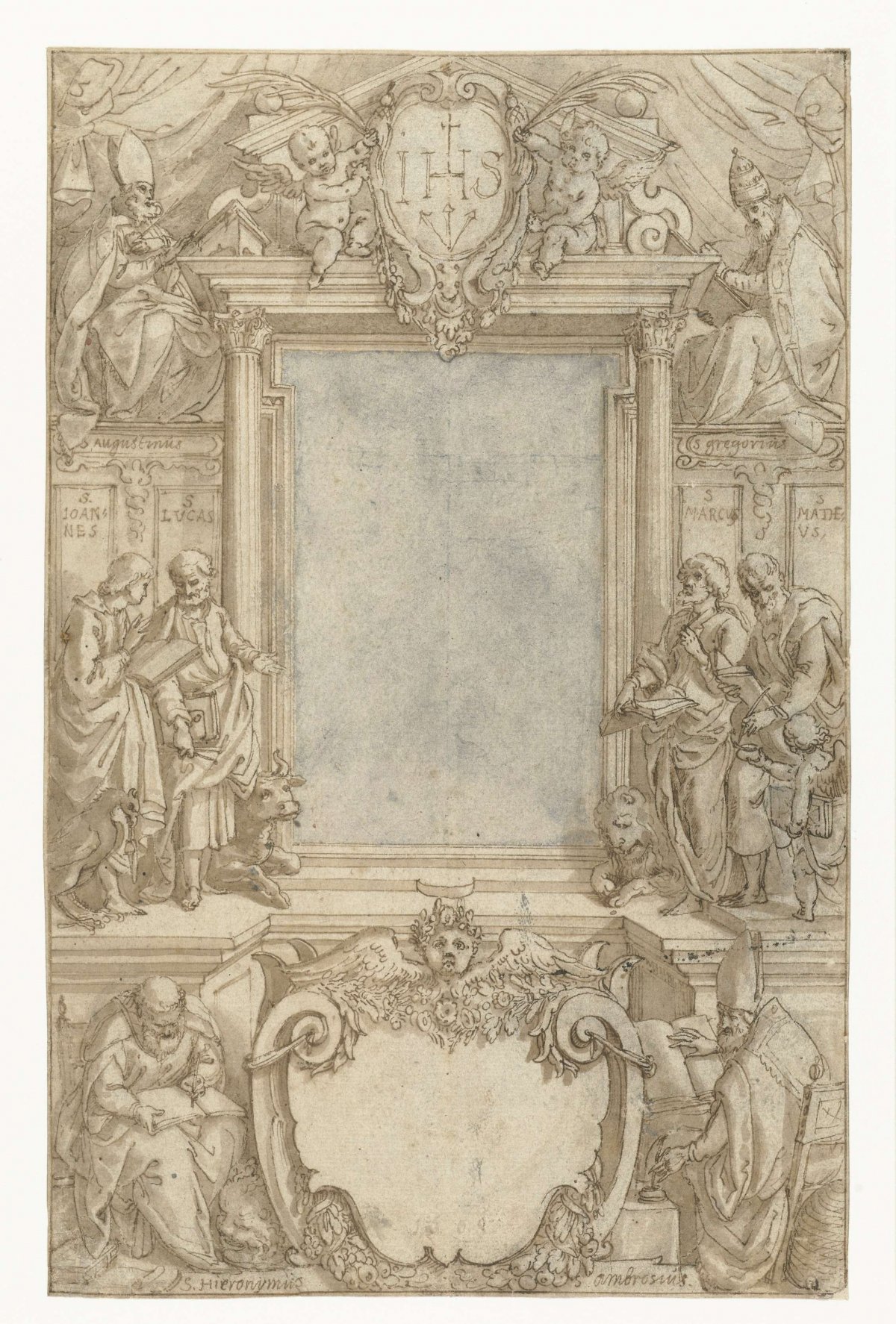 Design for title print of a religious book, anonymous, 1608