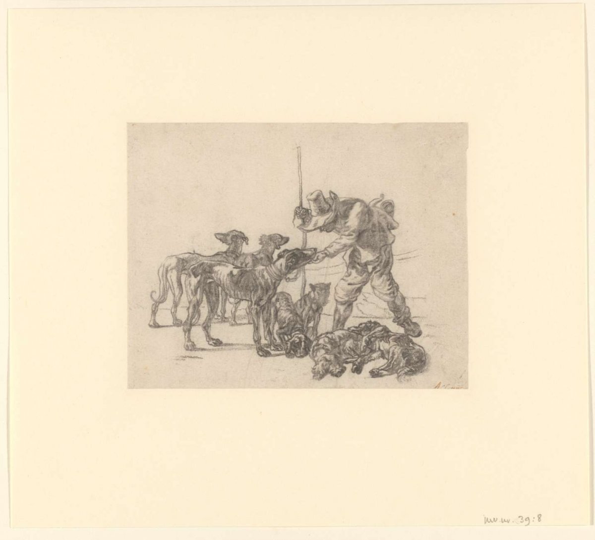 Hunter with seven dogs, Pieter Bodding van Laer, 1631 - 1636
