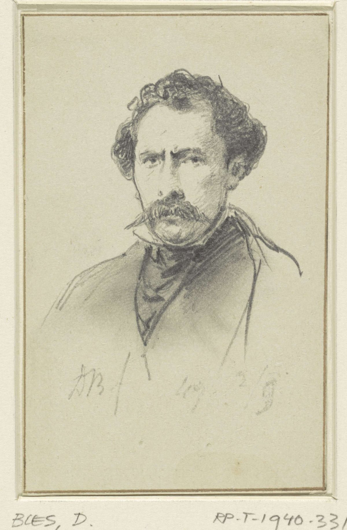 Portrait of the painter Salomon Leonardus Verveer, David Bles, 1849