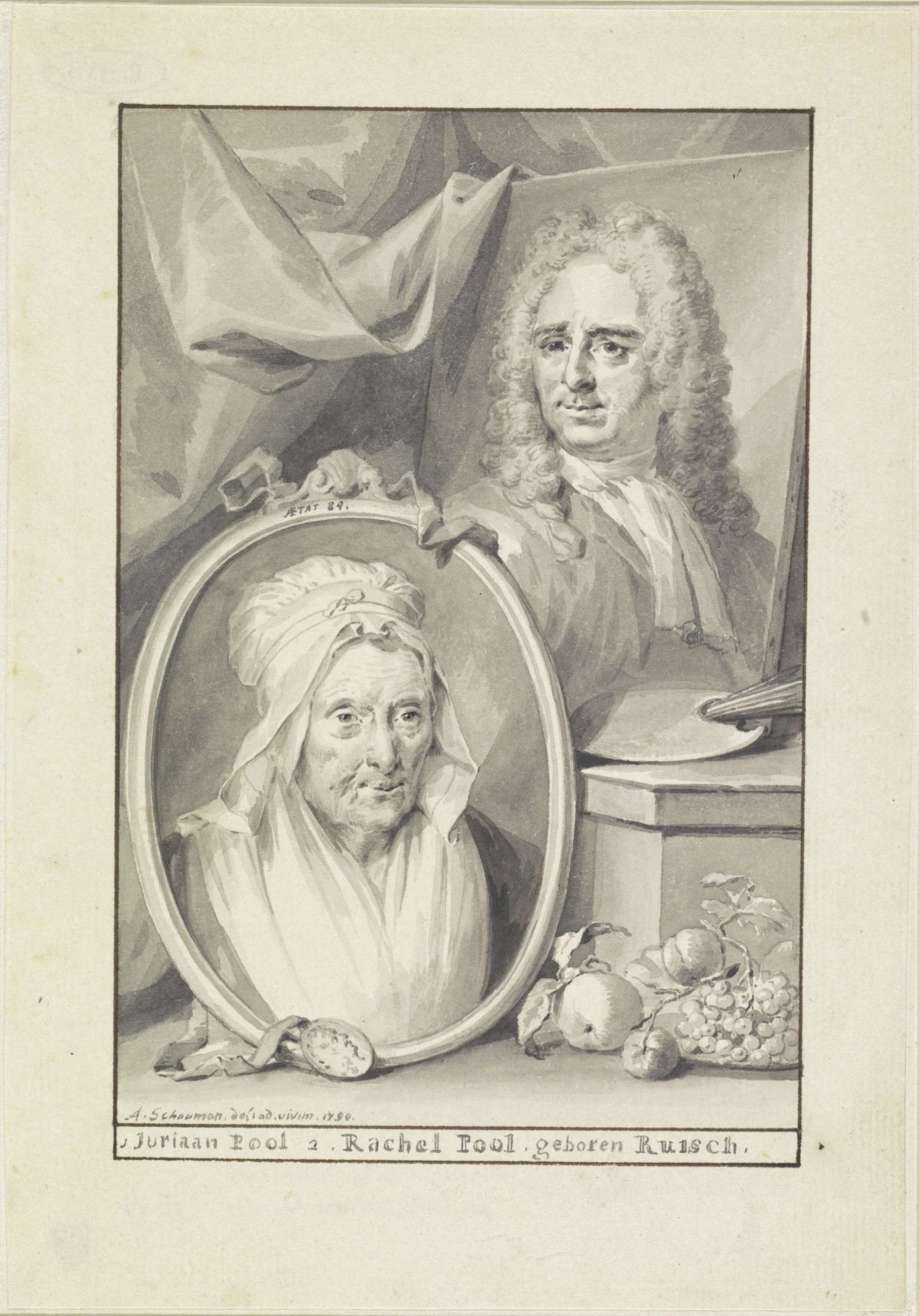 Portrait of Jurriaan Pool and Rachel Pool-Ruysch, Aert Schouman, 1790