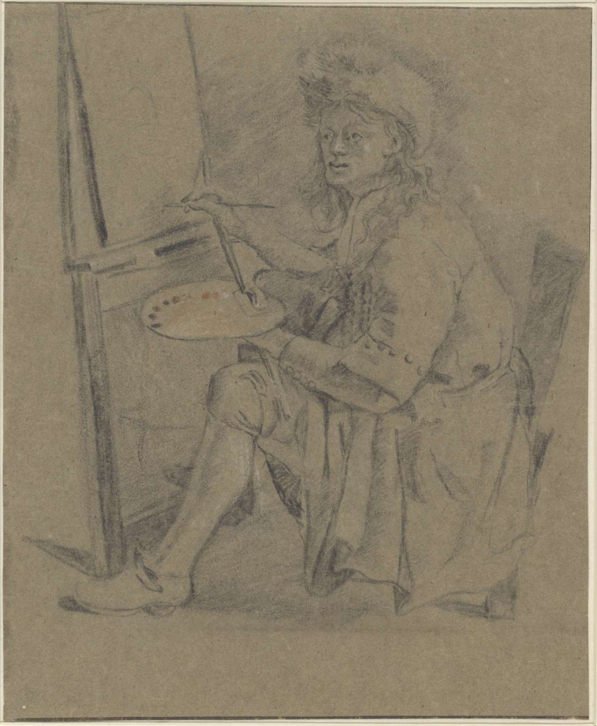 Portrait of Thomas Wijck, in front of his easel, anonymous, 1626 - c. 1727