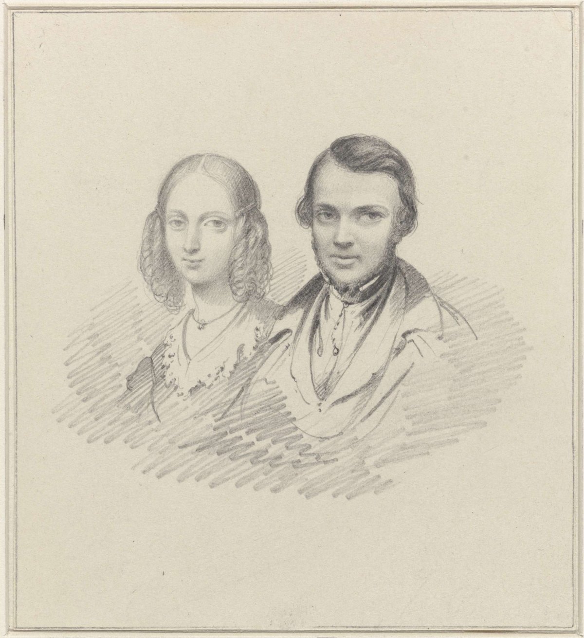 Double portrait of Jean Baptiste van Eijcken and Julie Anne Marie Noël van Eijcken, anonymous, 1841 - 1842