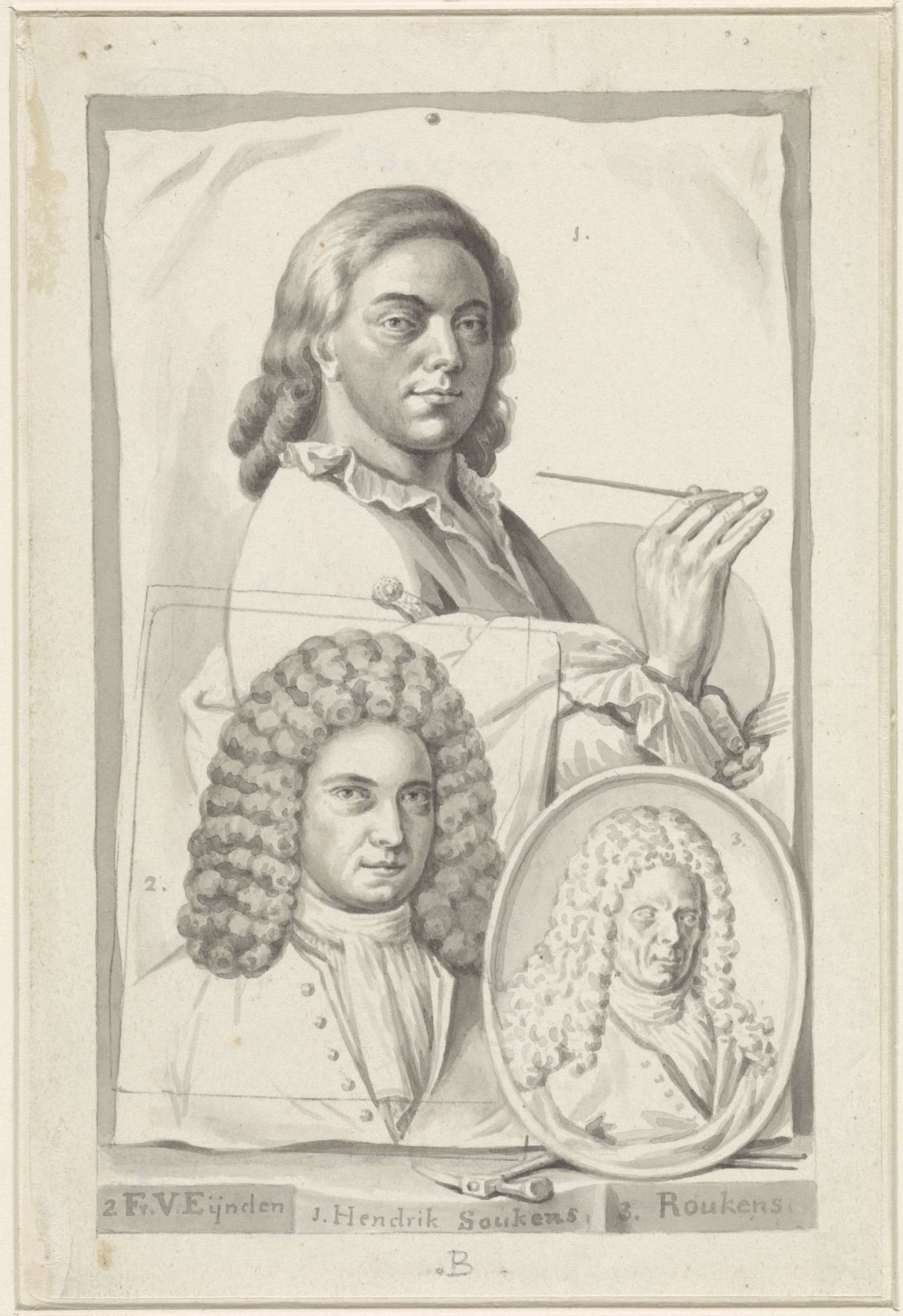 Portraits of Hendrik Soukens, Frans van Eynden and Roukens, Roeland van Eynden, 1757 - 1819