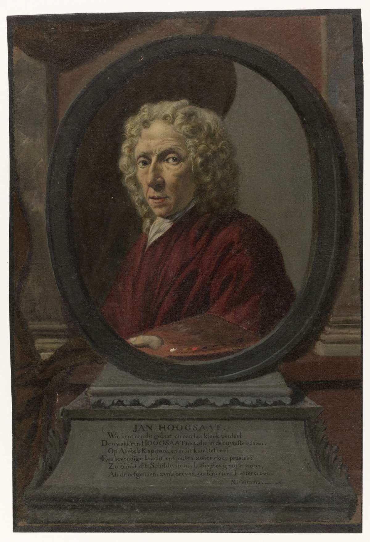 Self-portrait of Jan Hoogsaat, Jan Hoogsaat, 1706 - 1730