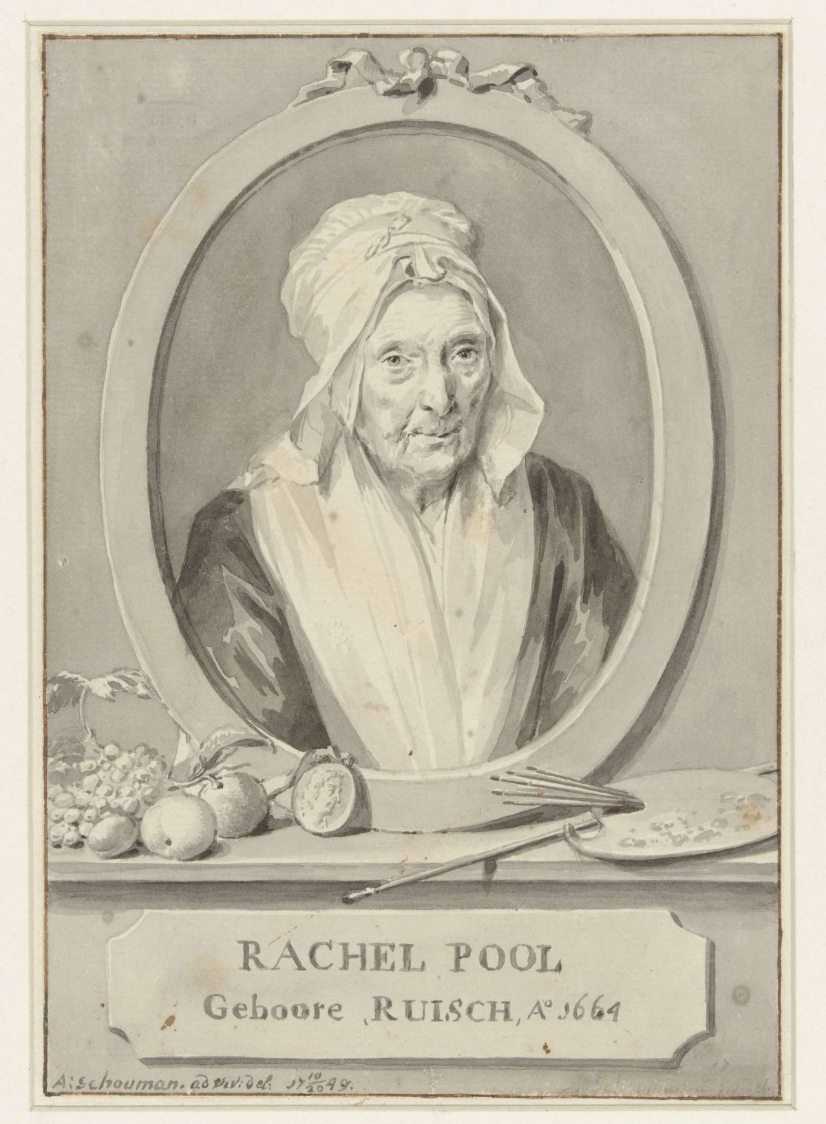 Portrait of Rachel Pool-Ruysch, Aert Schouman, 1749