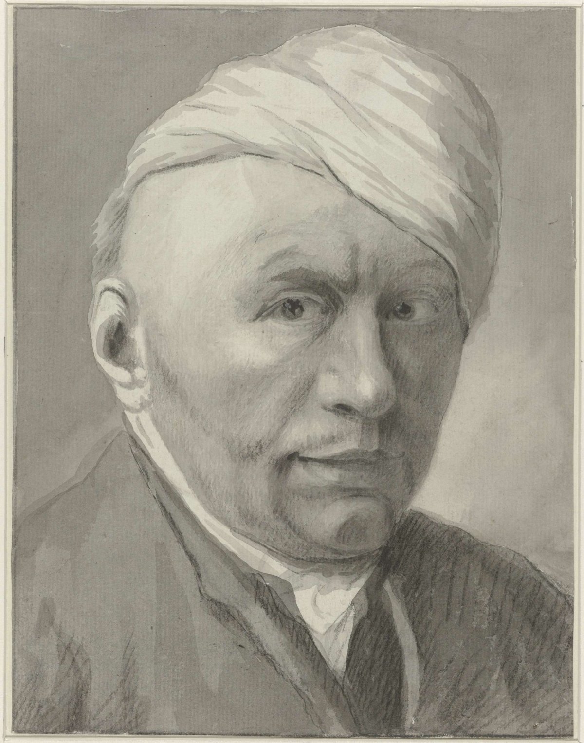 Self-portrait of illustrator Harmanus van Tuylen, wearing hat, Harmanus Tuylen, 1700 - 1800