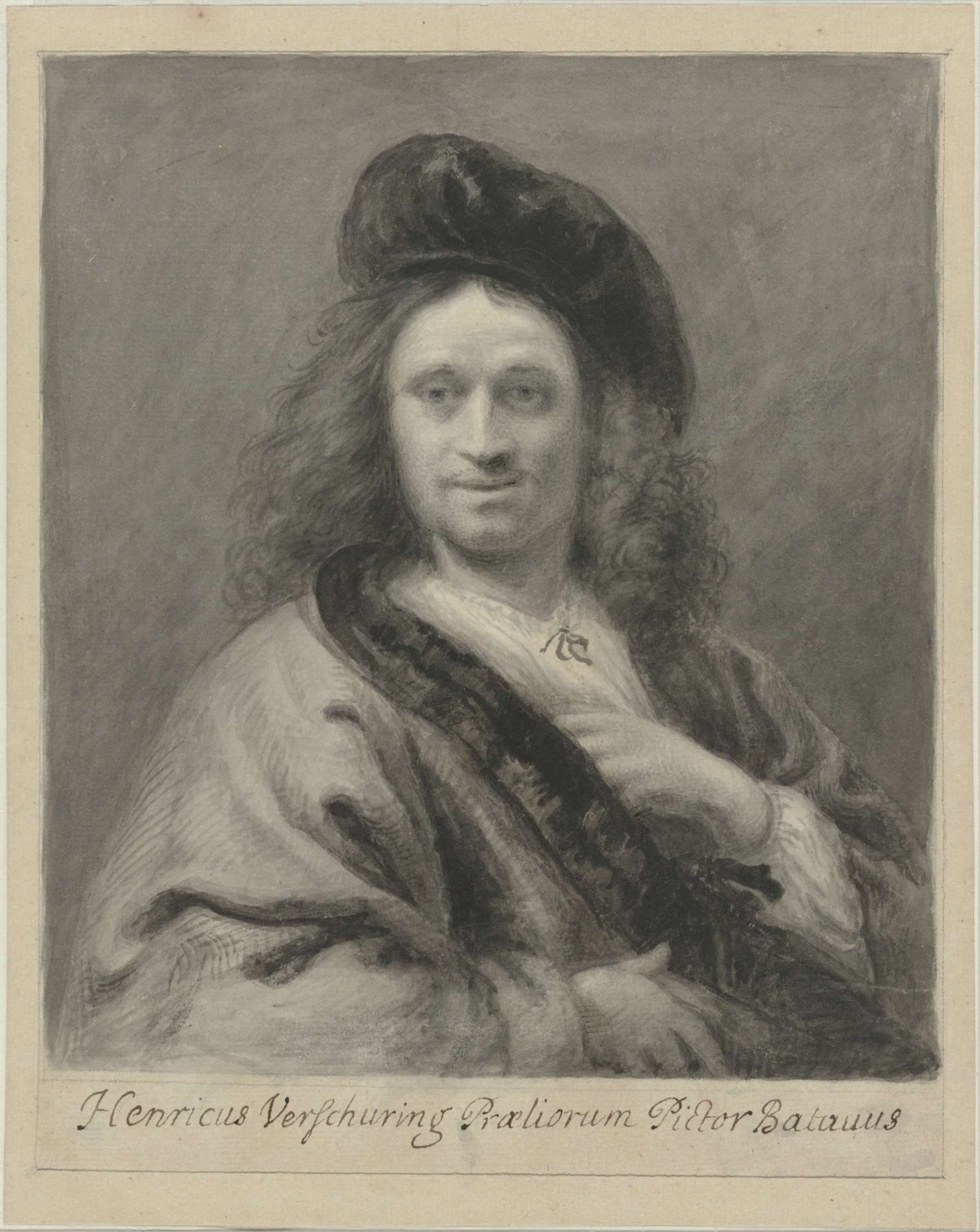 Portrait of the painter Hendrik Verschuring, anonymous, 1645 - 1709