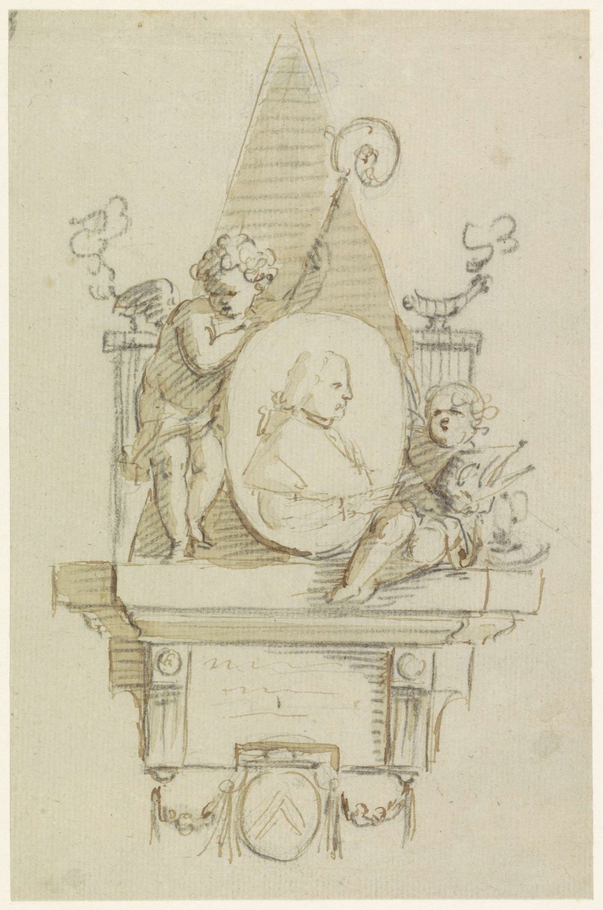 Design for a grave monument for an abbot or bishop, anonymous, 1700 - 1800
