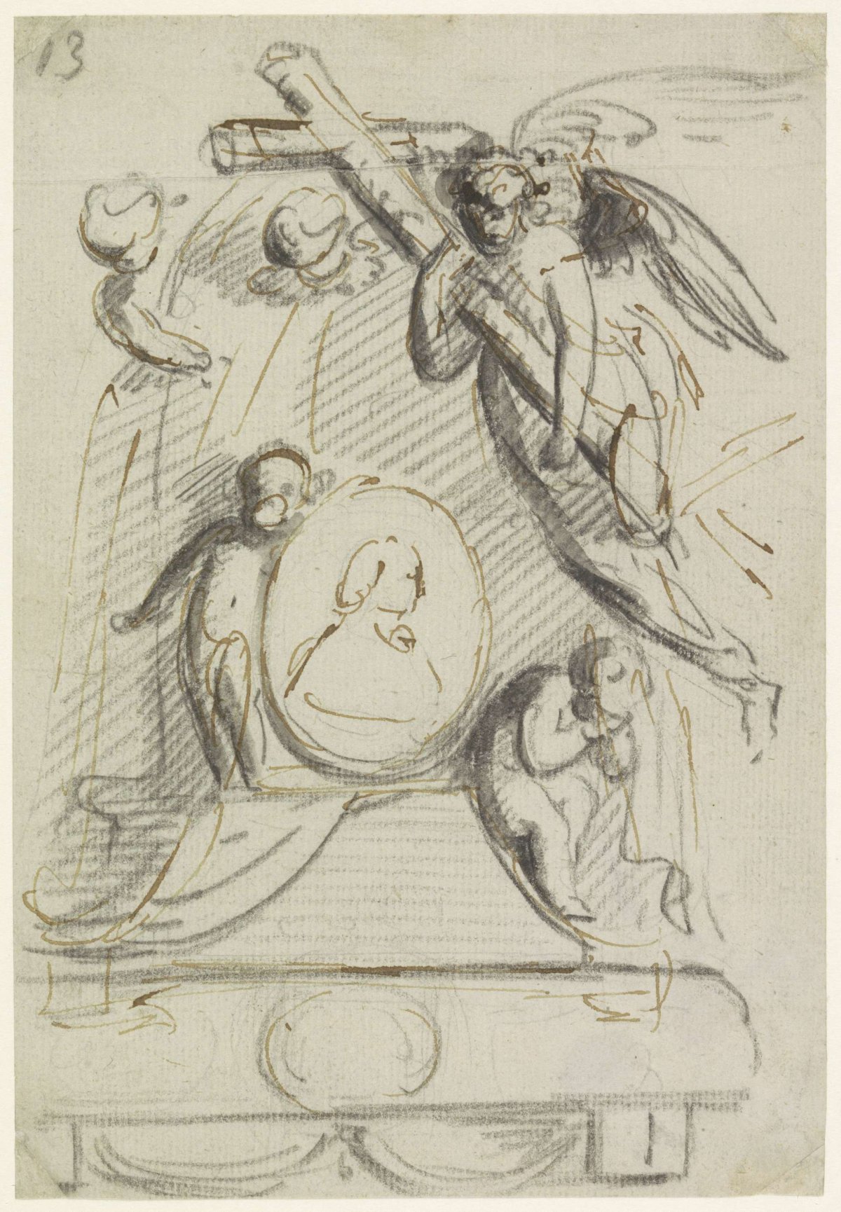 Design for a grave monument for an abbot or bishop, anonymous, 1700 - 1800