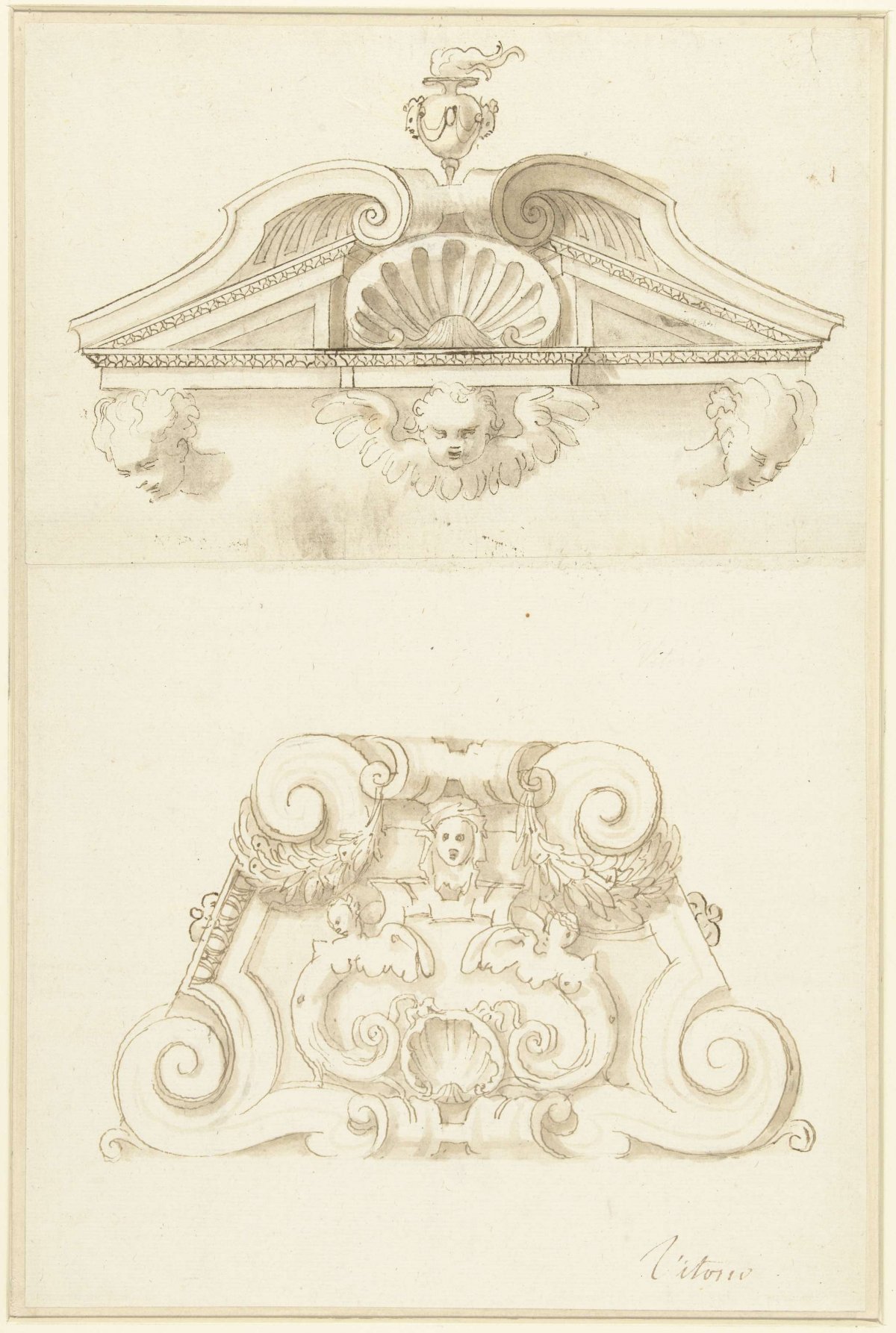 Two ornamental chimney designs., Vittorio Maria Bigari, 1702 - 1776