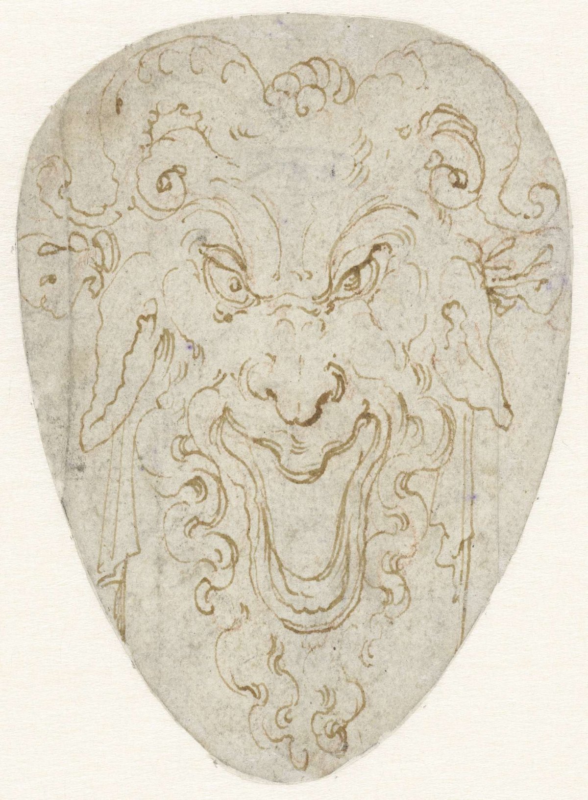 Satyr's head with ram's horns and donkey ears, Giulio Romano, 1510 - 1546
