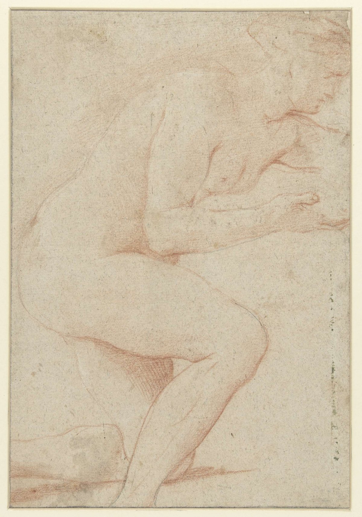 Study of female nude, supporting on knee, Jean François Pierre Peyron, 1754 - 1814