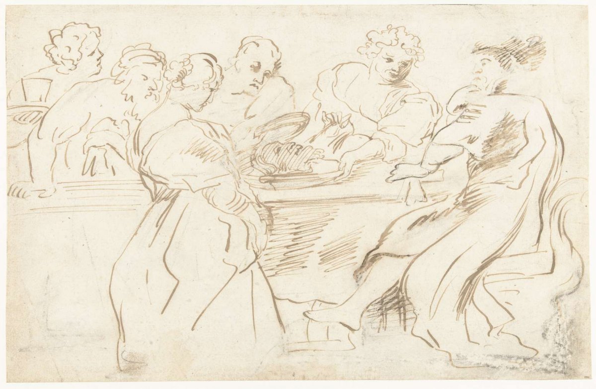 Herodias at Herod's meal, anonymous, 1600 - 1690