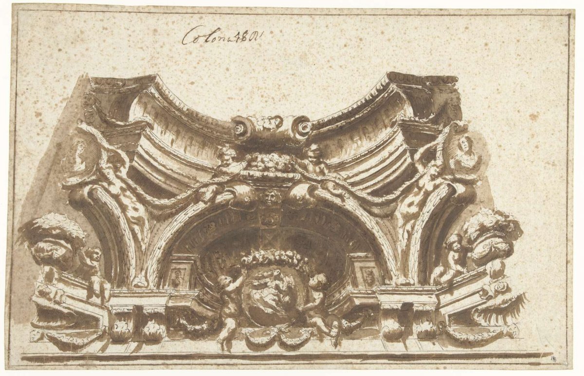 Design for ceiling painting in mock architecture, Angelo Michele Colonna, 1665 - 1668