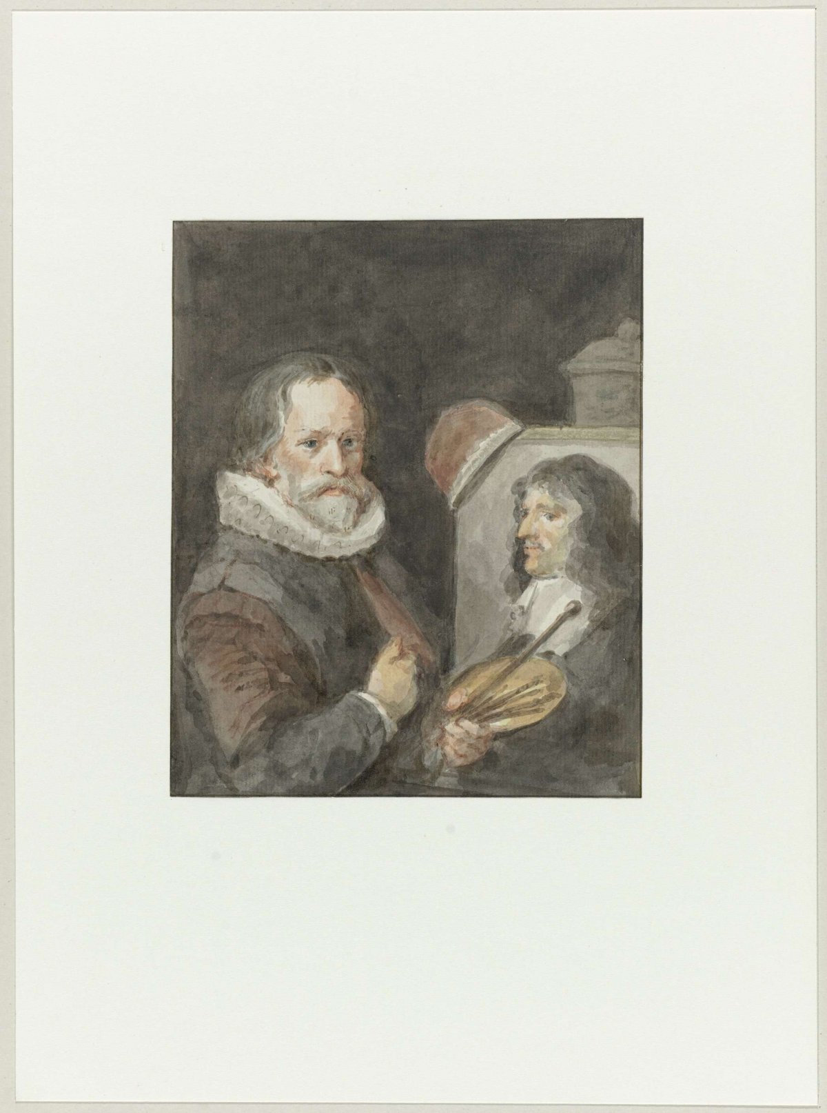 Portrait of Michiel van Mierevelt while painting Jacob Willemsz. Delff, Aert Schouman, 1792