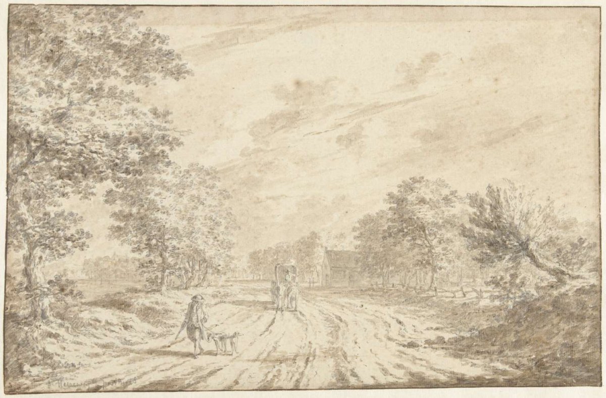 The Herenweg with the Post House, Jacob Cats (1741-1799), 1751 - 1799