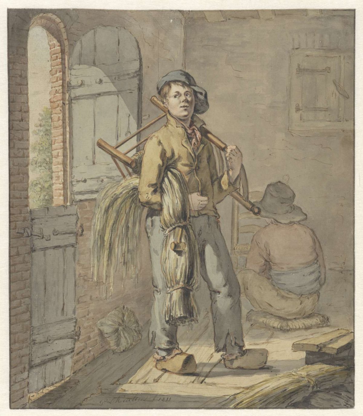 Chairmatters at work in a barn, Gerardus Laurentius Keultjes, 1811