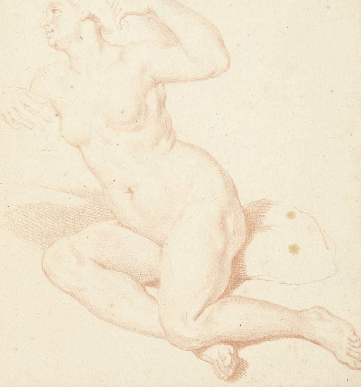 Study of a seated female nude, Louis Fabritius Dubourg, 1703 - 1775