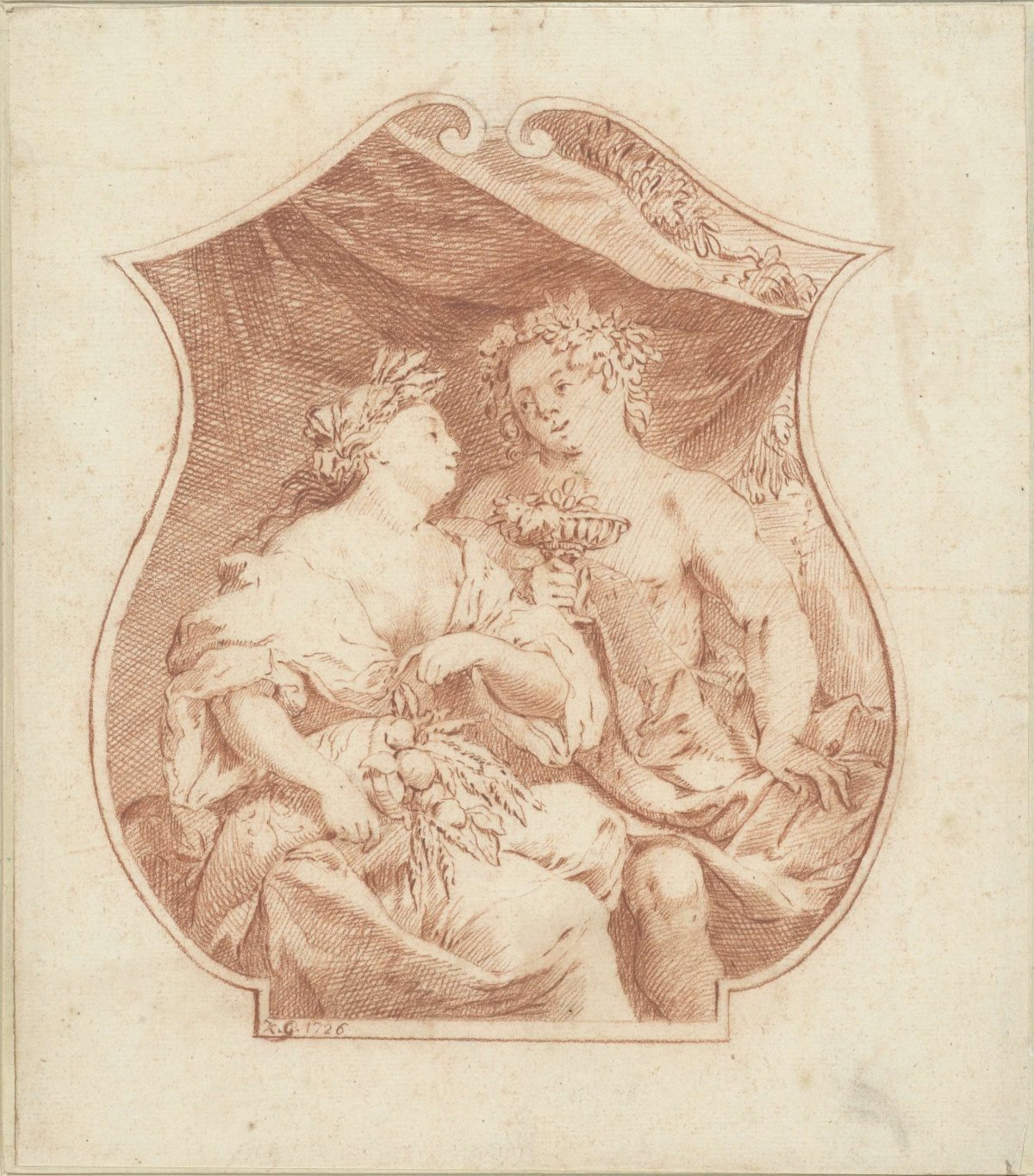 Bacchus and Ceres, Monogrammist KG, 1726