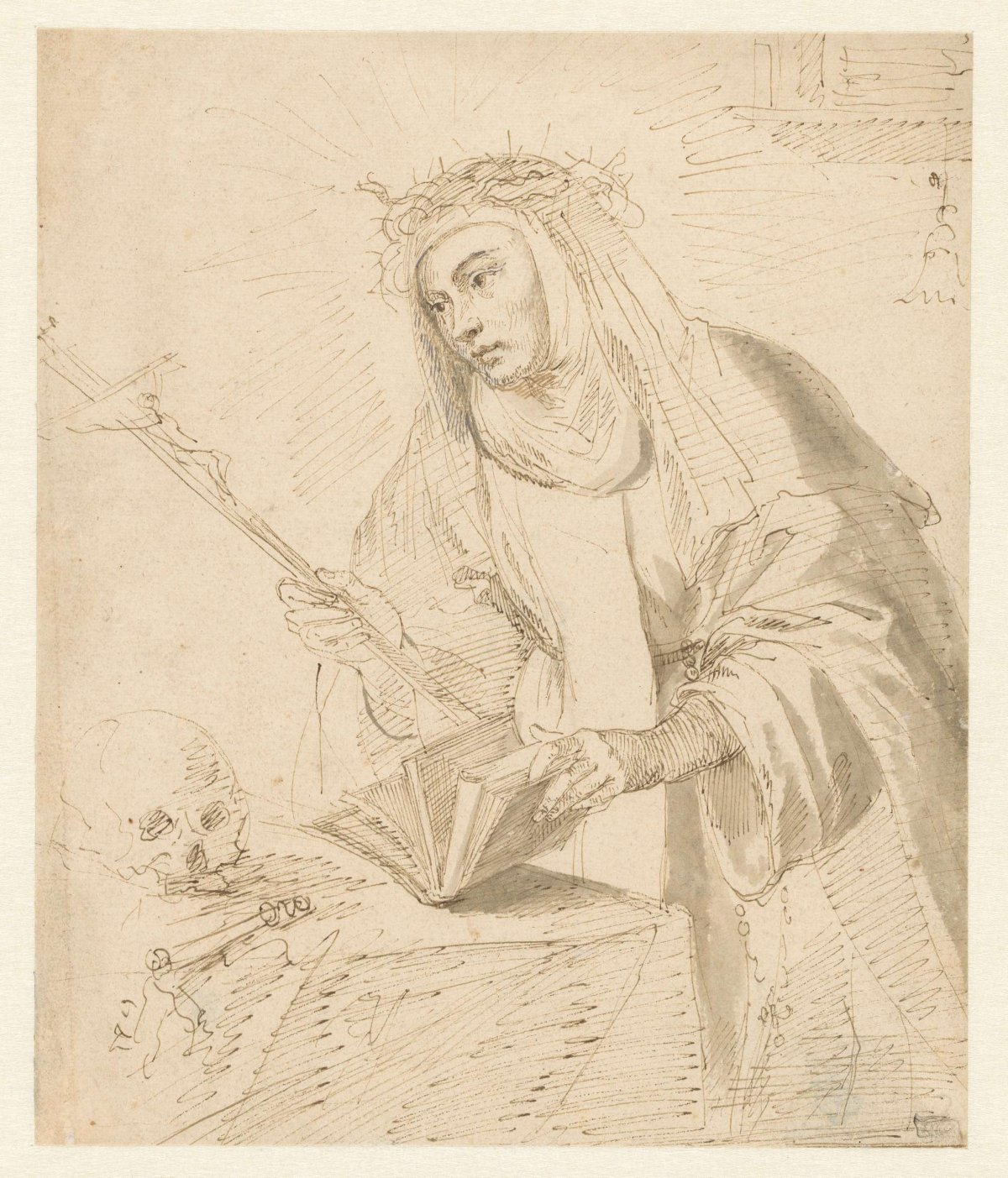 H. Catharina in contemplatie, Matthys van den Bergh, 1627 - 1687