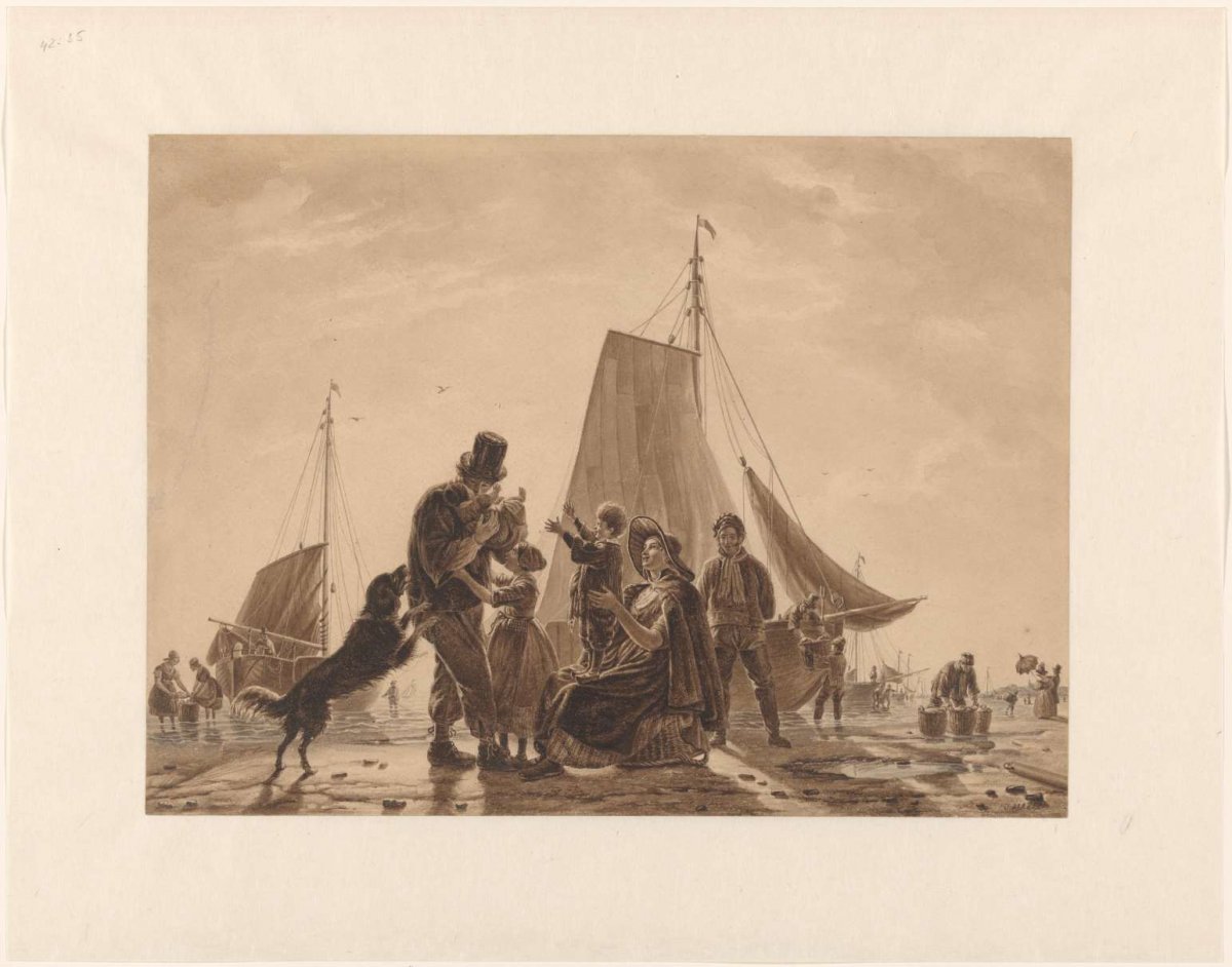 Joyous return of fishermen, Jean Zacherie Mazel, 1844