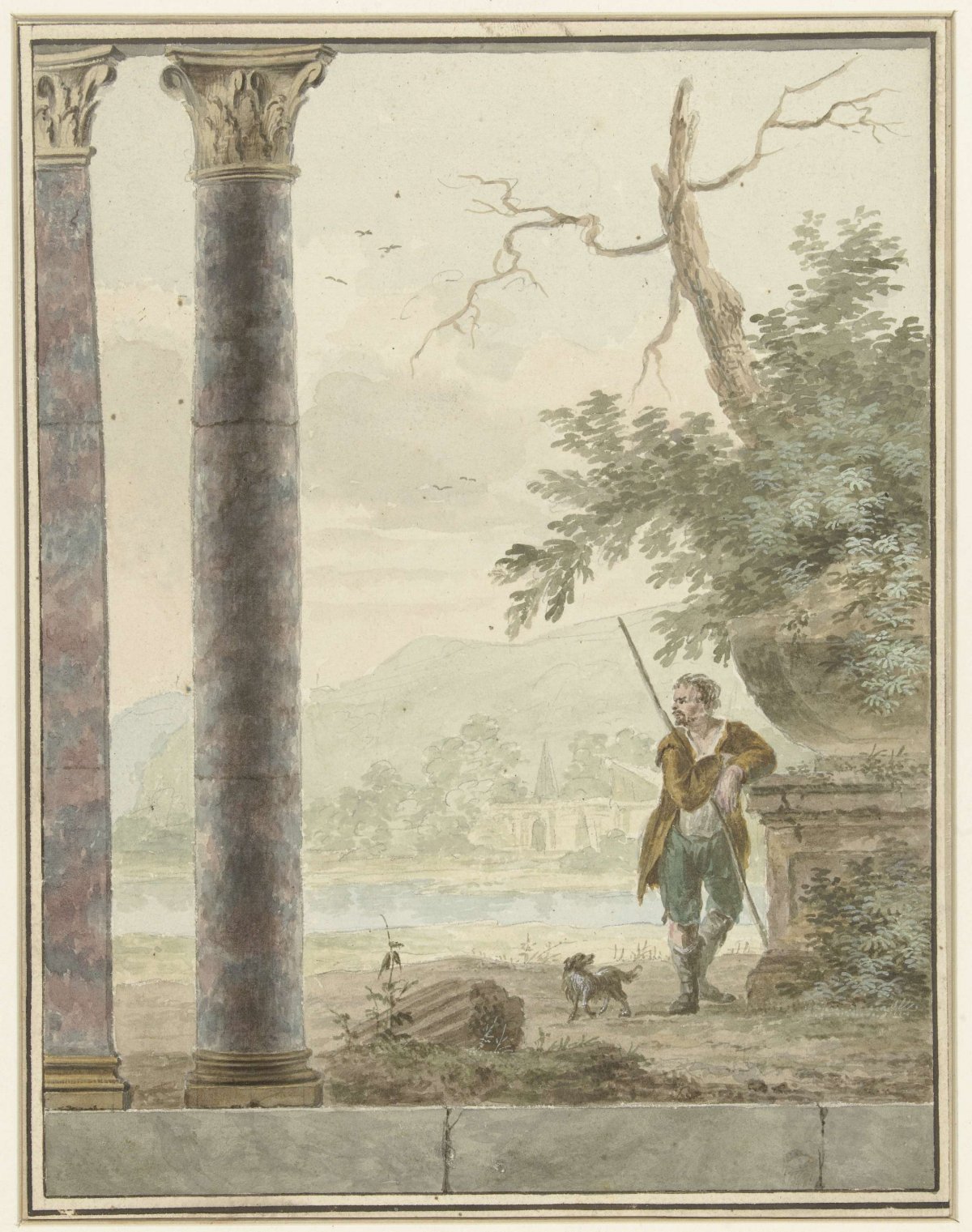 Design for room painting with river landscape, anonymous, 1700 - 1800