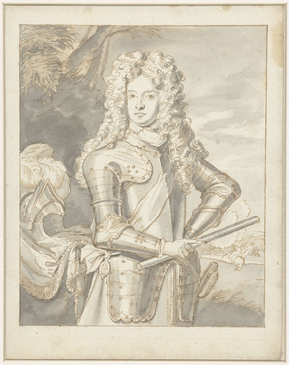 Portrait of Arnold Joost van Keppel, anonymous, 1712 - 1713