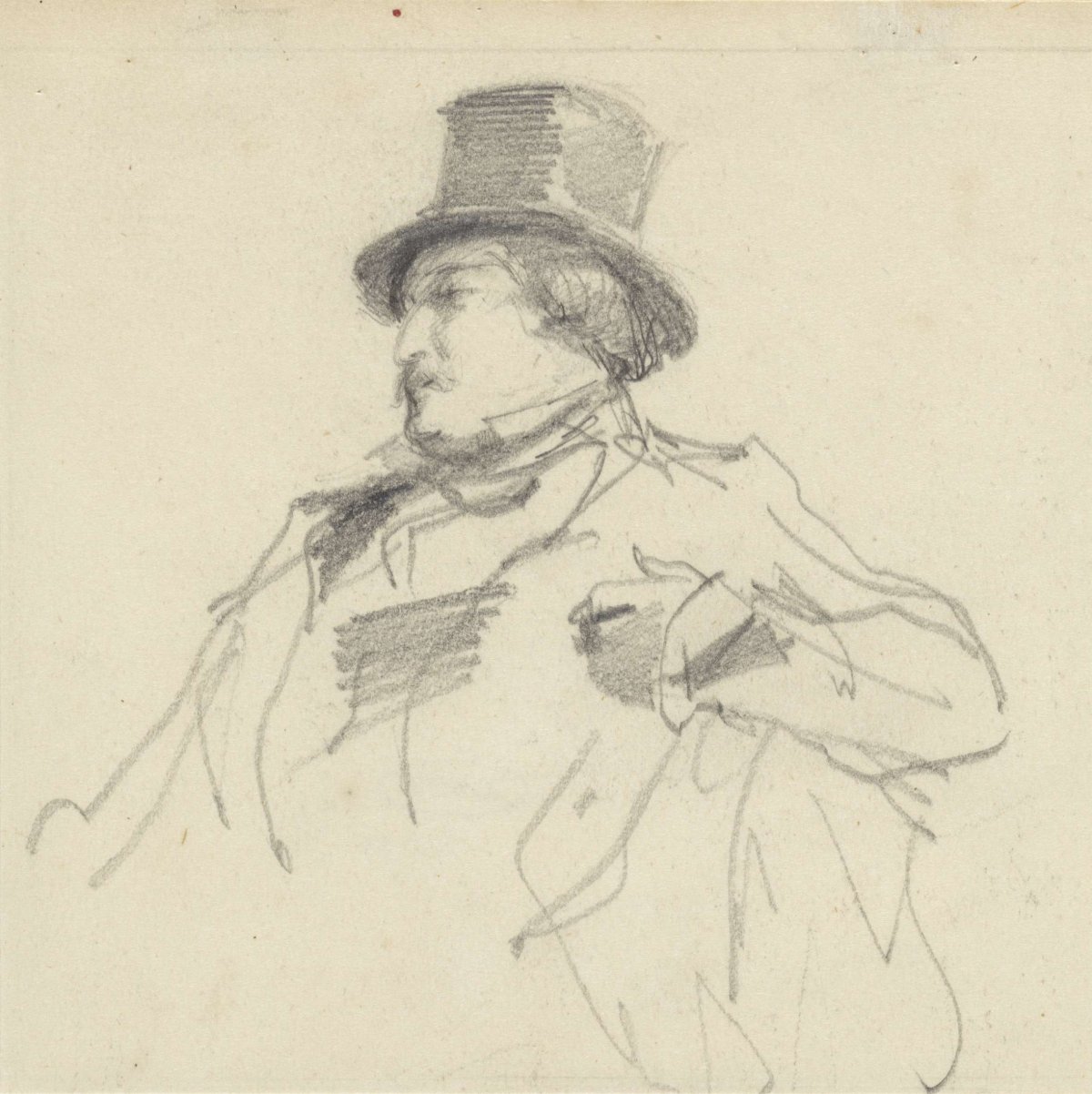 Sketch of a man wearing a top hat, Charles Rochussen, 1824 - 1894