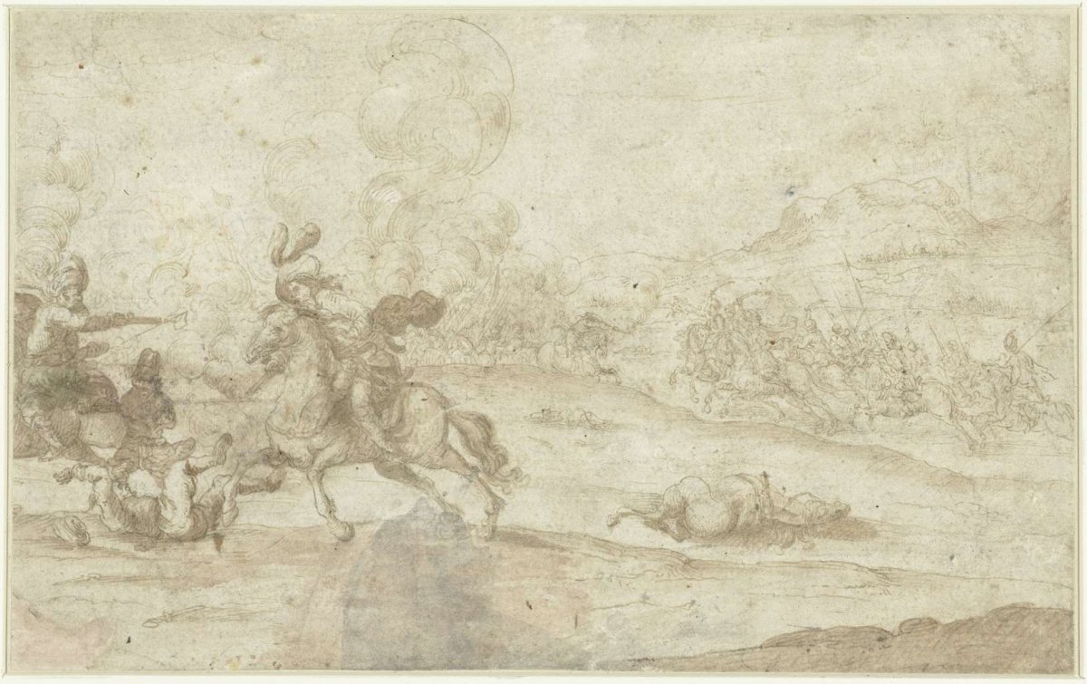 Rider fight with Turks, Johann Wilhelm Baur, 1600 - 1640