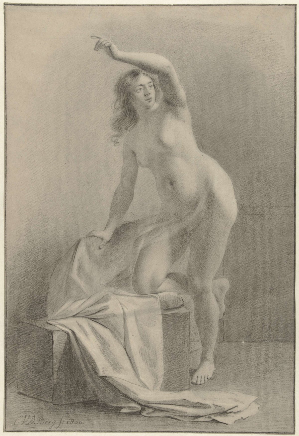 Study of female nude model, Gijsbertus Johannus van den Berg, 1800