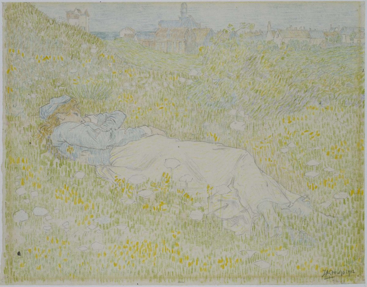 Woman Lying in the Dunes near Noordwijk, Jan Toorop, 1902