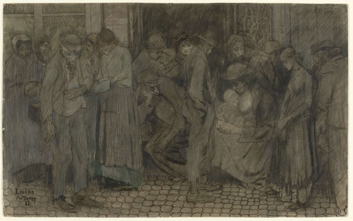 Straattafereel in Londen, Jan Toorop, 1888