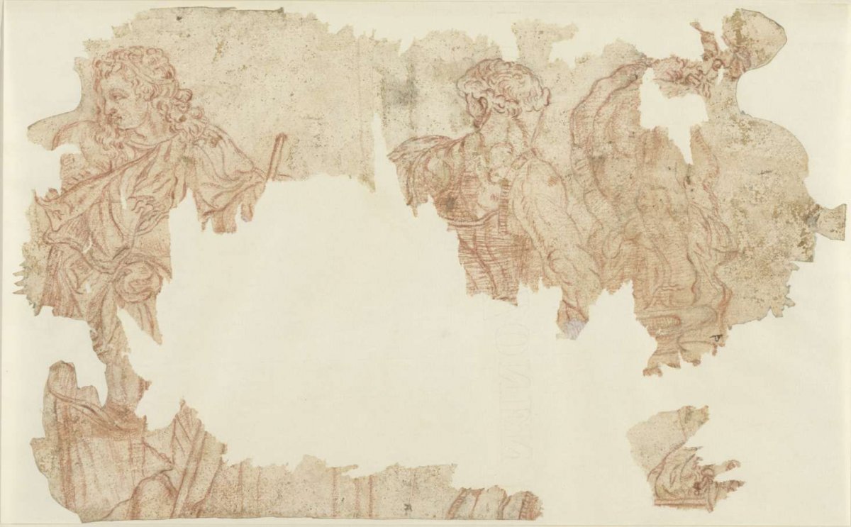 Remnants of standing male figures, anonymous, 1662
