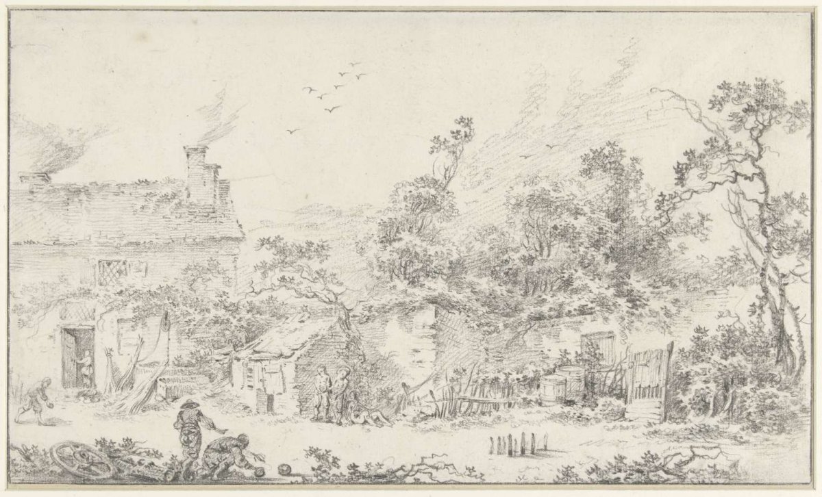 Landelijke behuizing in bosrijke omgeving, Jean Baptiste Pillement, 1738 - 1806