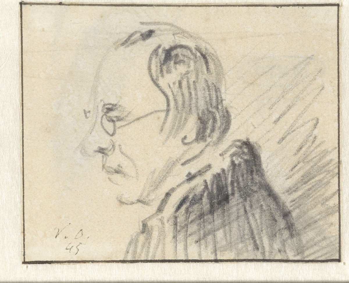 Profile of man with glasses, facing left, Georgius Jacobus Johannes van Os, 1845