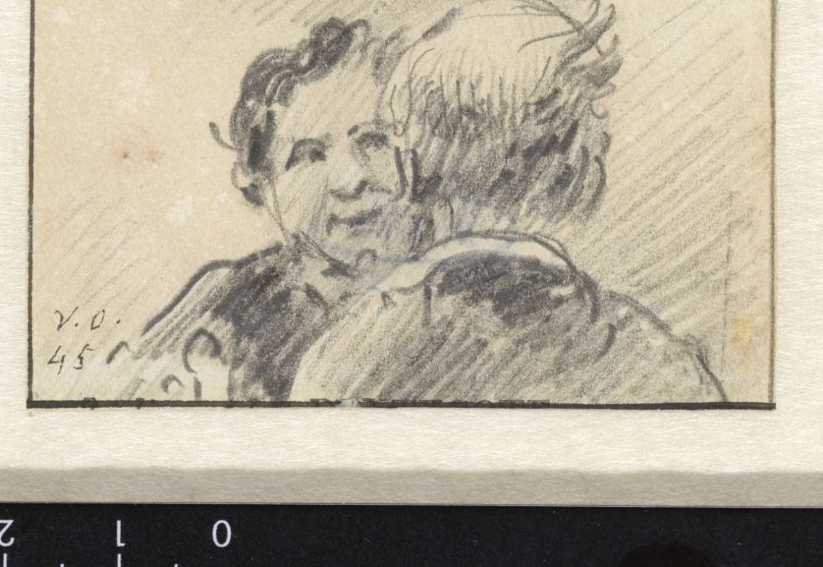 Sketch of two men in conversation, Georgius Jacobus Johannes van Os, 1845
