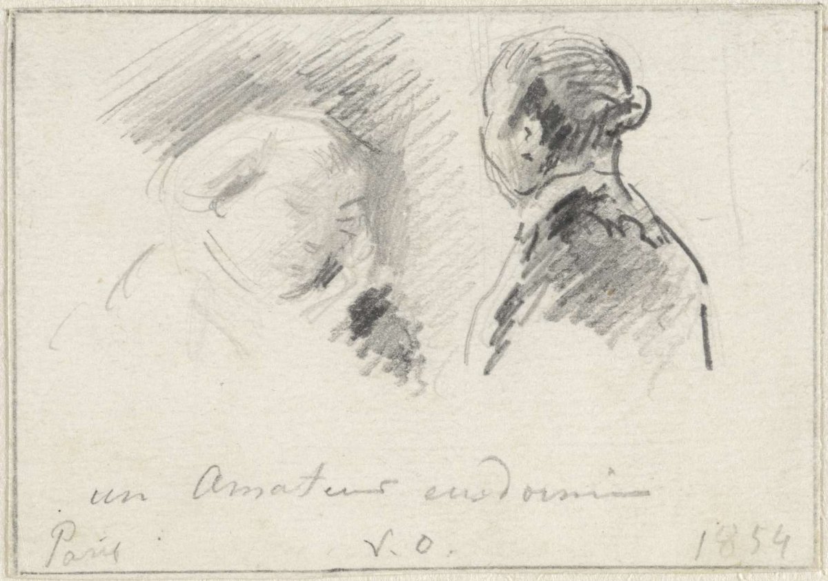 Two figures, one sleeping, Georgius Jacobus Johannes van Os, 1834